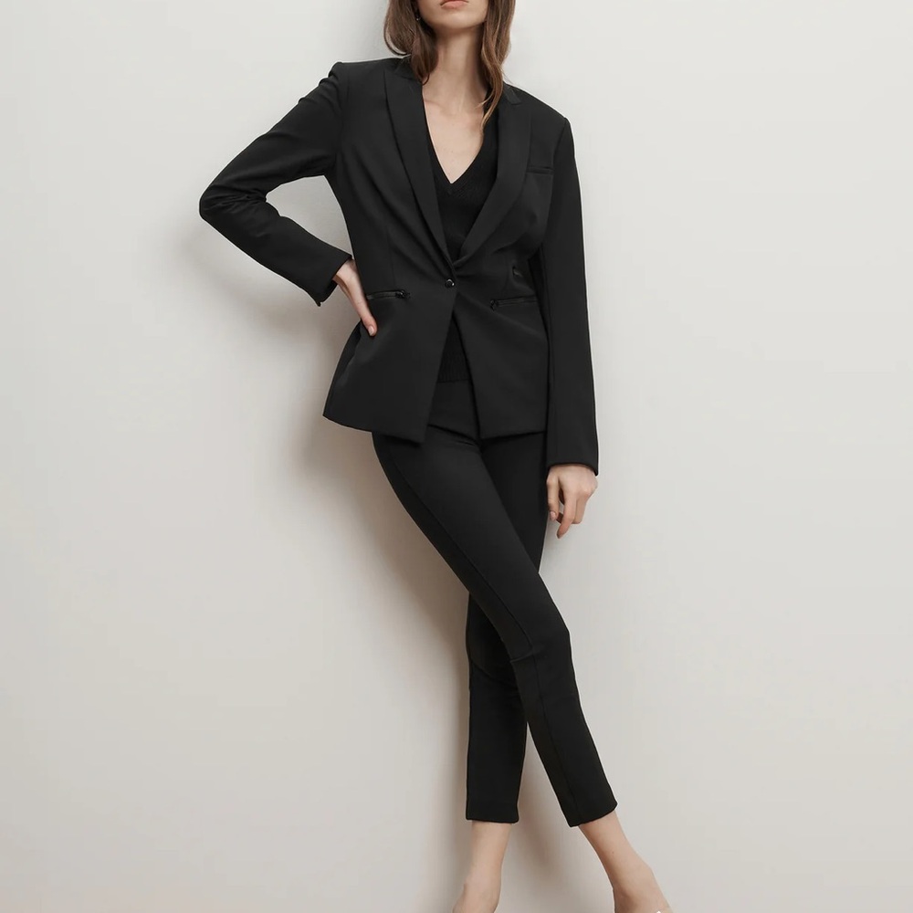 Black Scuba Dickey Blazer with Zipper Pockets